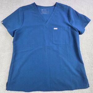 Figs Catarina Scrub Top Women's L Embroidery PO2918 Deep Reef